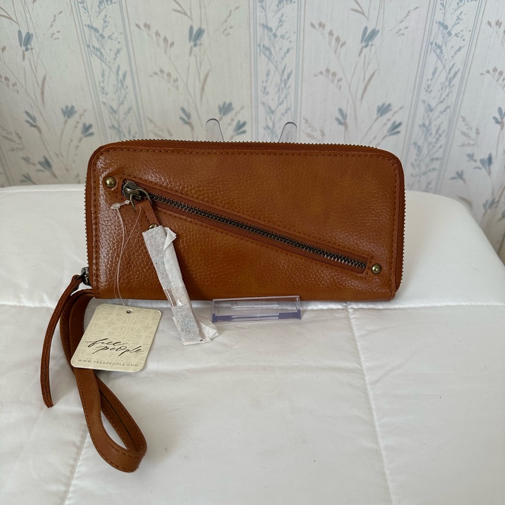 Free People Brown Vegan Wristlet